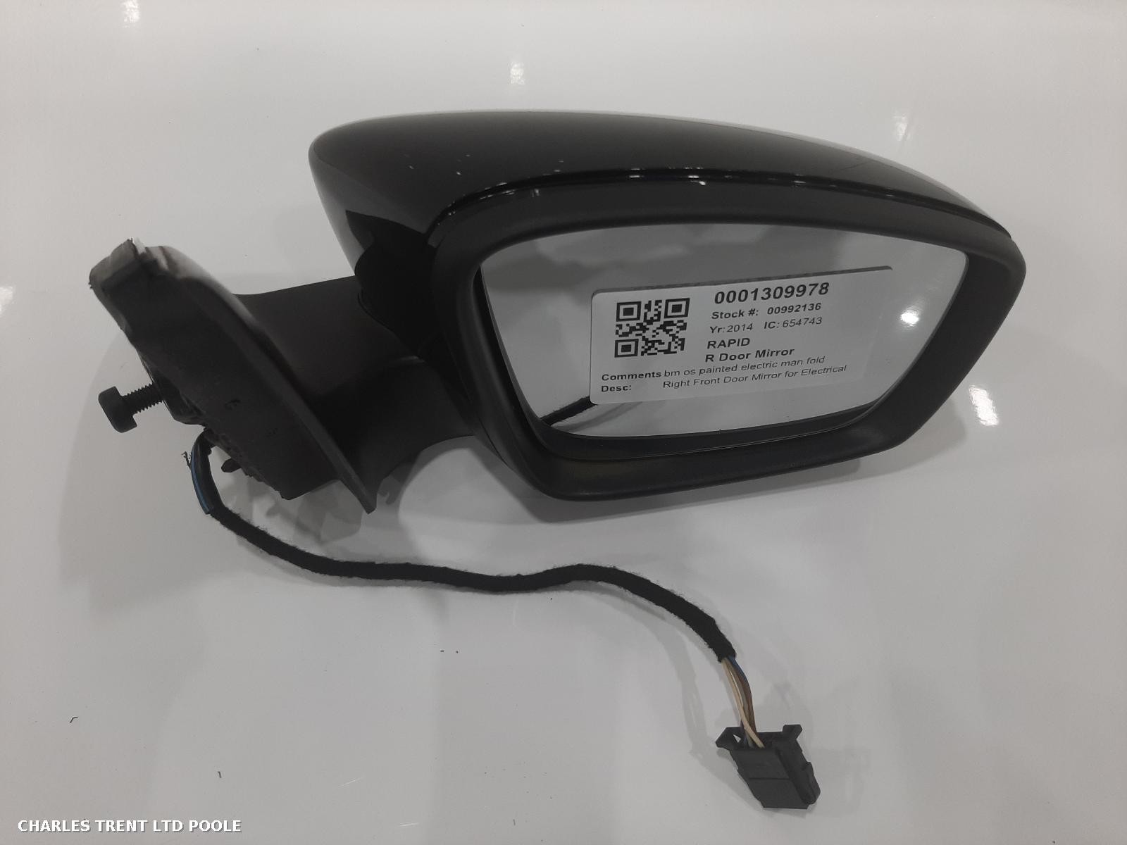 2014 - SKODA - RAPID - DOOR MIRROR / WING MIRROR (RIGHT / DRIVER SIDE)